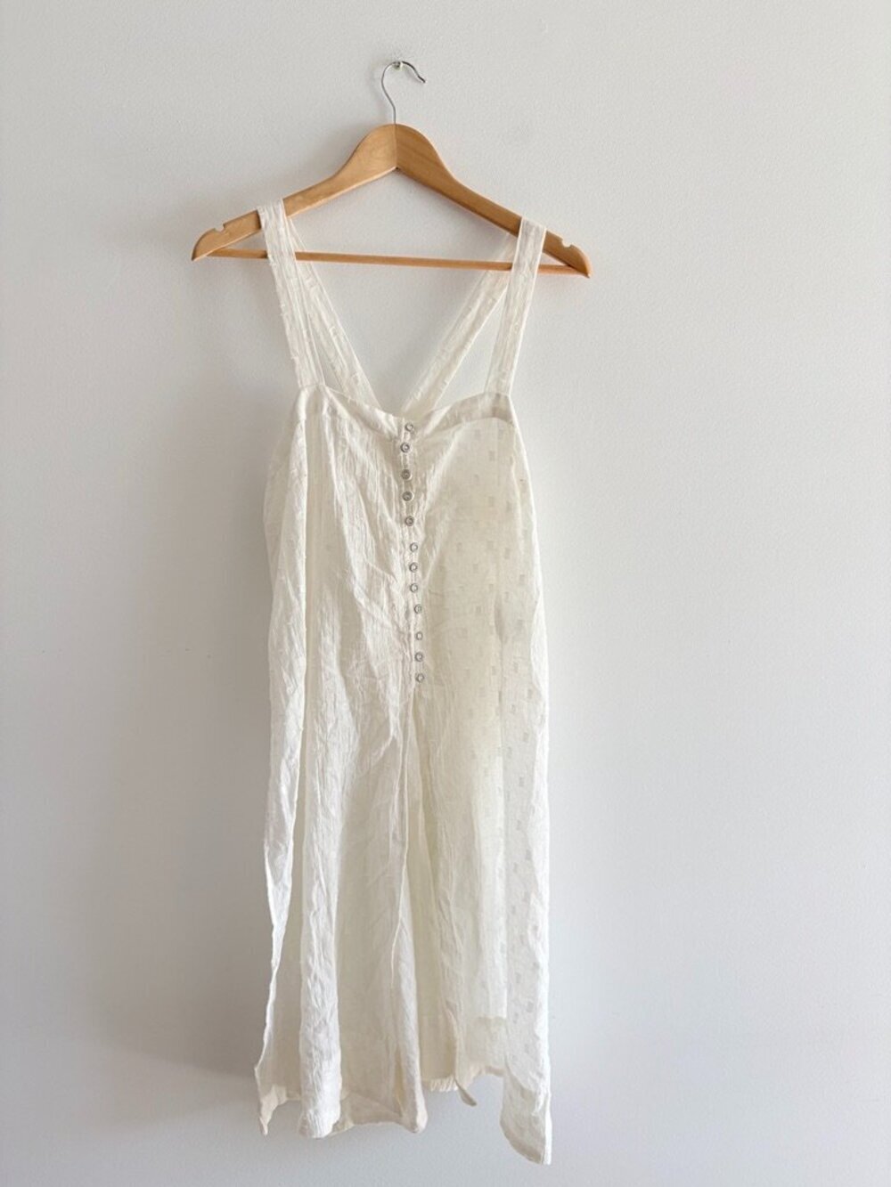 Anthropologie Gauzy Cotton Swiss Dot Tank Top Slits Sides Tunic Dress White NWT - Picture 2 of 9